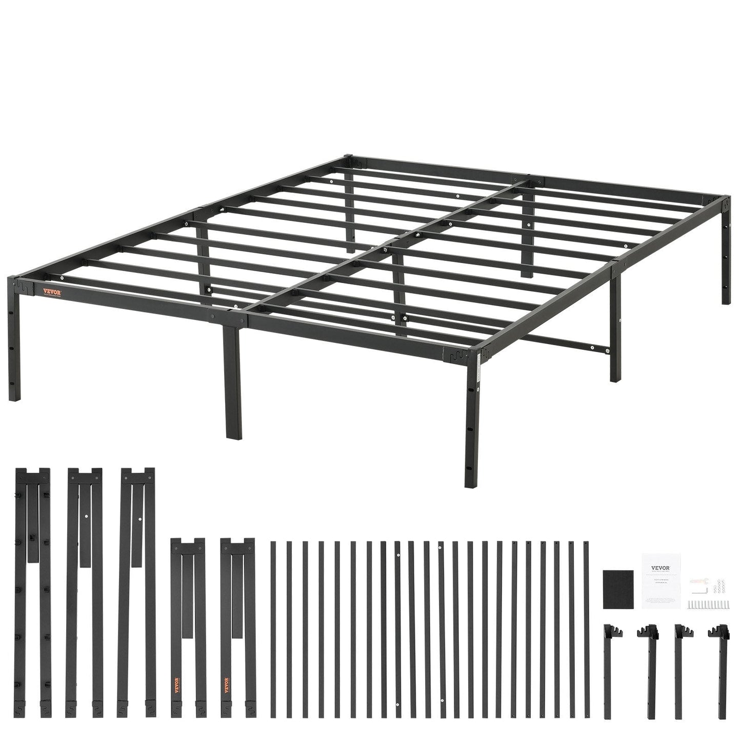 Full Size Metal Bed Frame with 0.35m Platform, 680kg Capacity, Easy Assembly