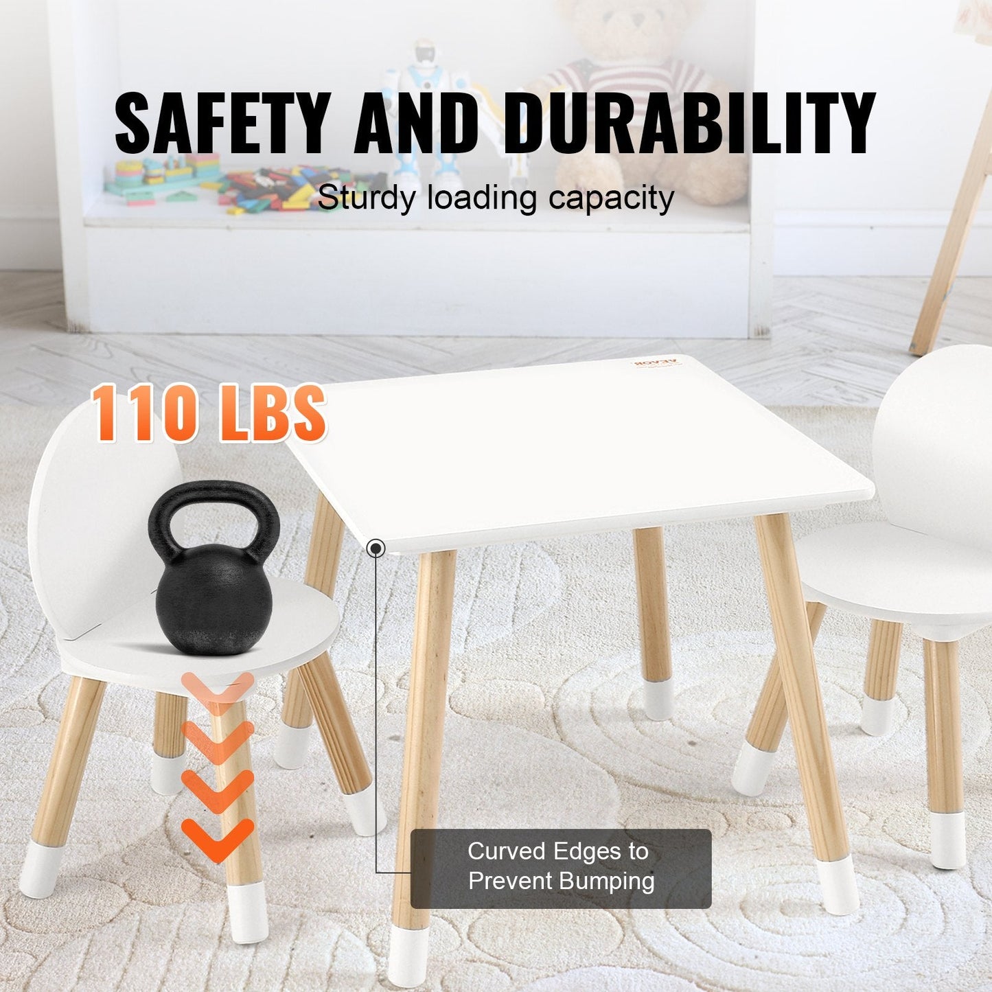 Kids Multi-Activity Table & 2 Chairs Set, 0.5m Tabletop for Ages 2-8, Easy Assembly