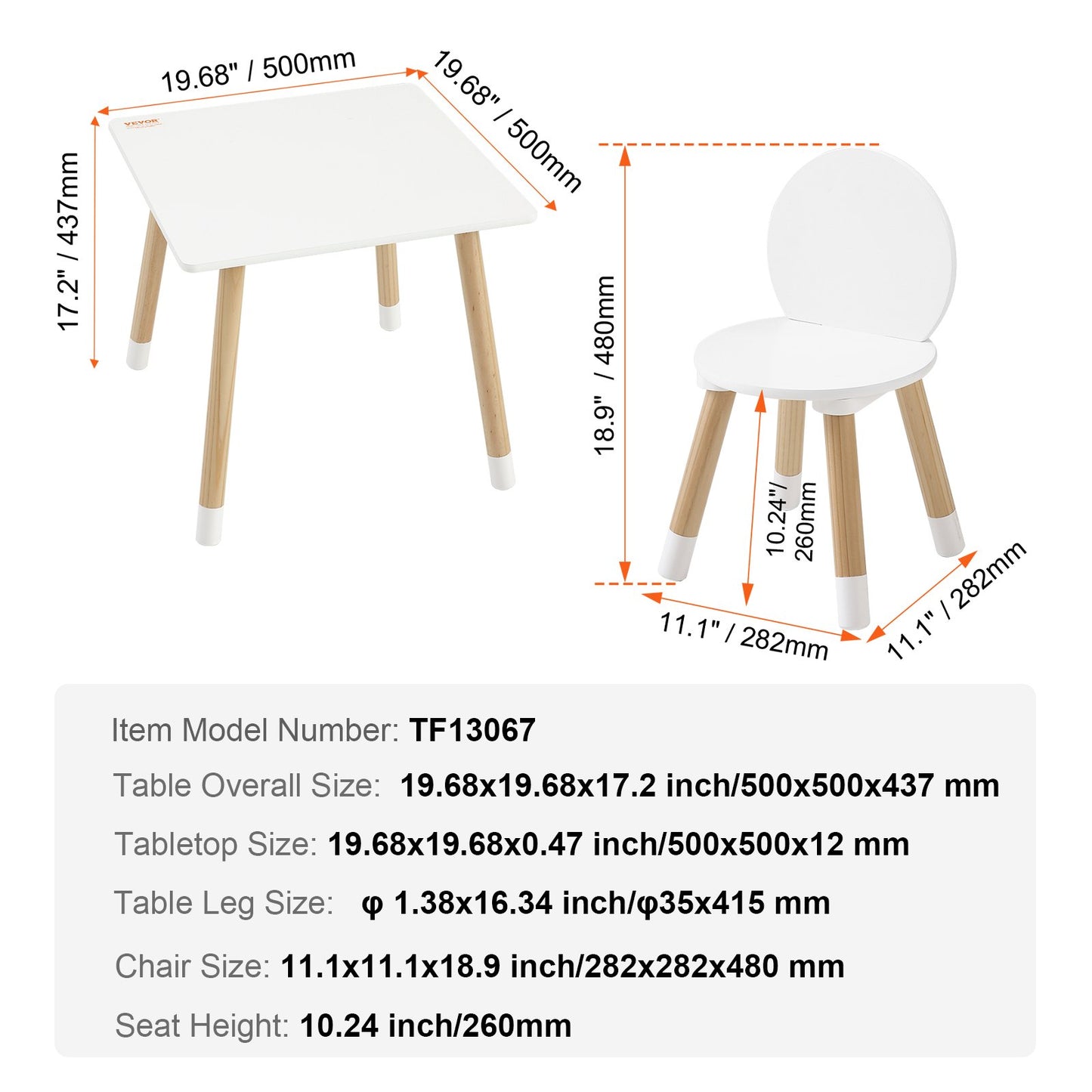 VEVOR Kids Table and 2 Chairs Set, Toddler Table and Chair Set, Children Multi-Activity