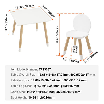 Kids Multi-Activity Table & 2 Chairs Set, 0.5m Tabletop for Ages 2-8, Easy Assembly
