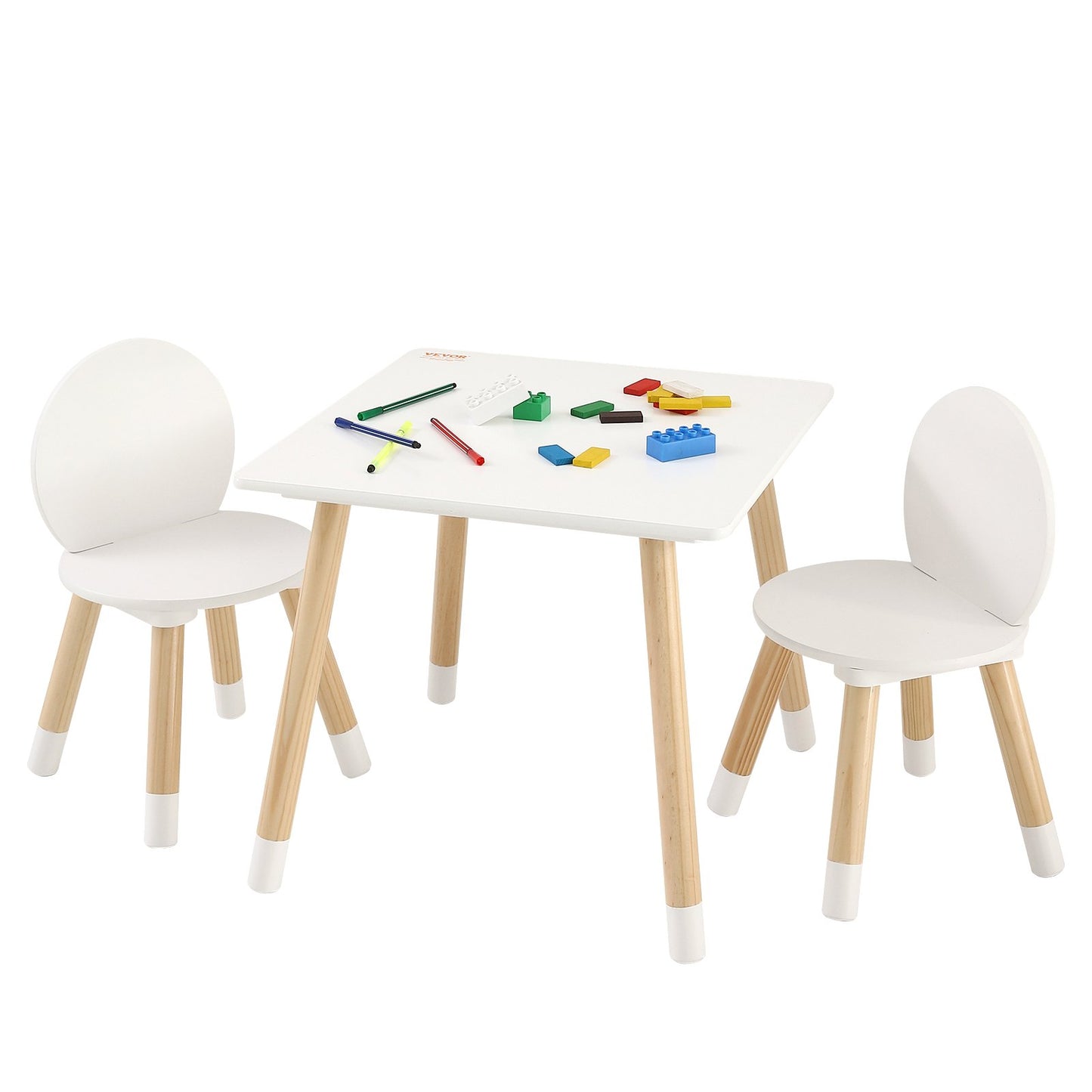VEVOR Kids Table and 2 Chairs Set, Toddler Table and Chair Set, Children Multi-Activity