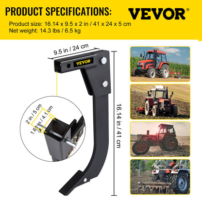 VEVOR Hitch Mounted Ripper, 40.6cm Shank Length Box Scraper Shank, 4 Hole Site Box
