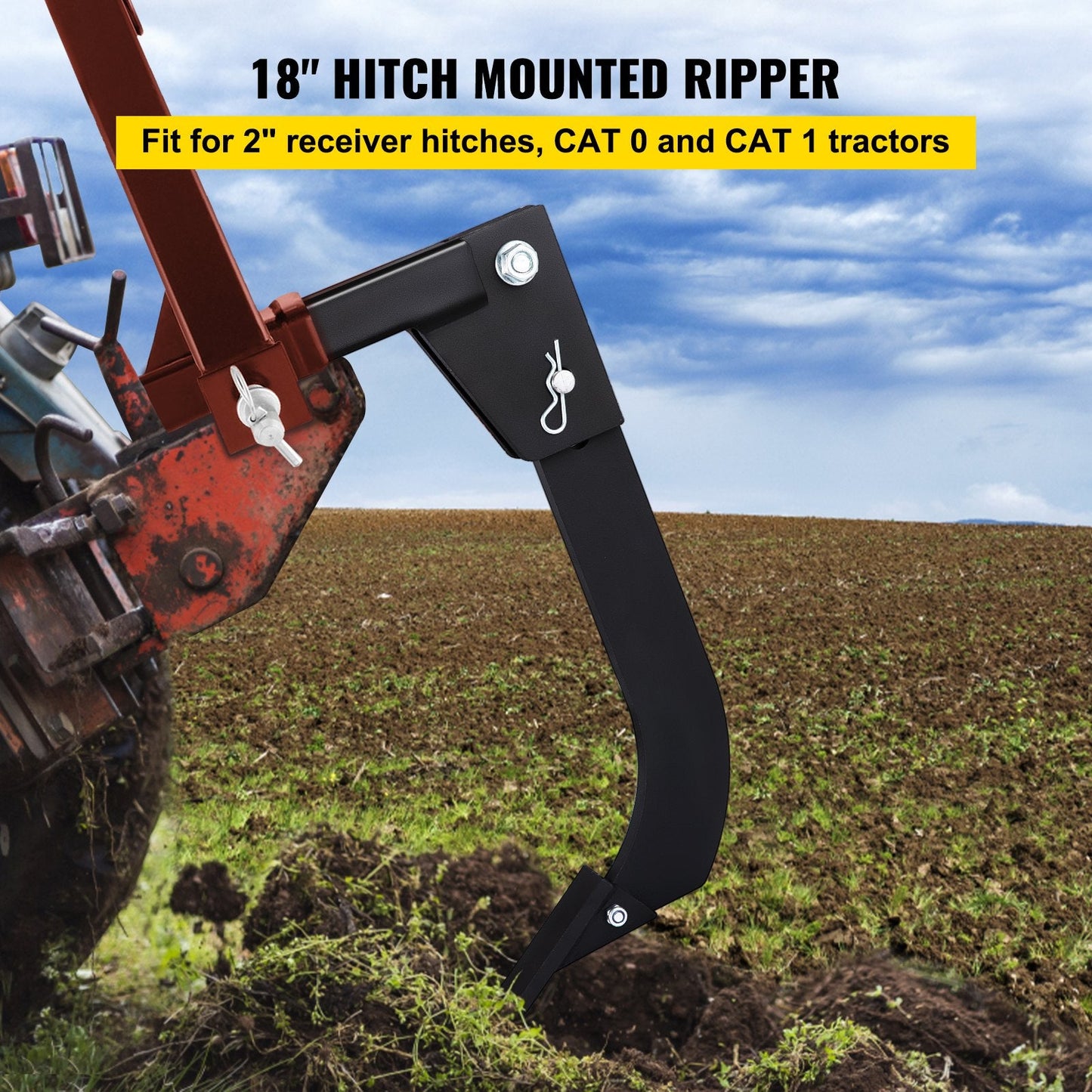 Hitch-Mounted Ripper Scraper, 46cm Shank, 5cm Receiver, Heavy-Duty Steel