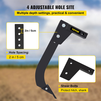 VEVOR Hitch Mounted Ripper Box Scraper 46cm Shank Fit for 5cm Receiver Adapters