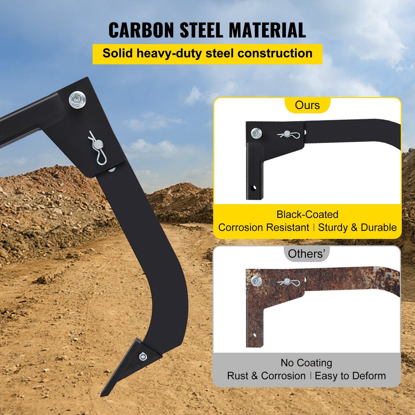 VEVOR Hitch Mounted Ripper Box Scraper 46cm Shank Fit for 5cm Receiver Adapters