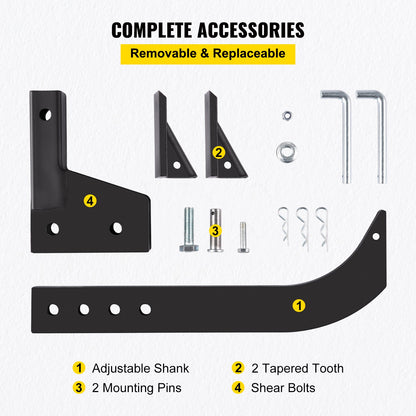 VEVOR Hitch Mounted Ripper Box Scraper 46cm Shank Fit for 5cm Receiver Adapters