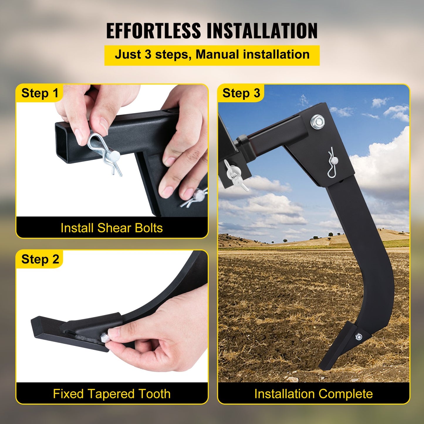 VEVOR Hitch Mounted Ripper Box Scraper 46cm Shank Fit for 5cm Receiver Adapters