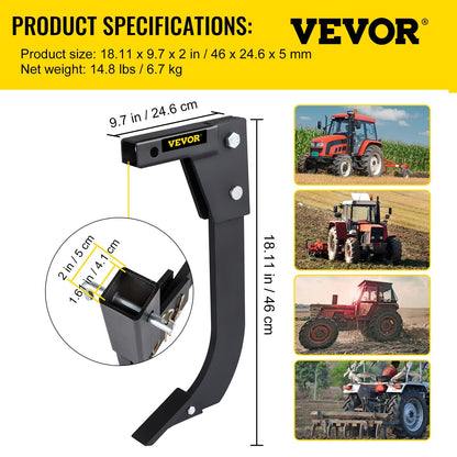 Hitch-Mounted Ripper Scraper, 46cm Shank, 5cm Receiver, Heavy-Duty Steel