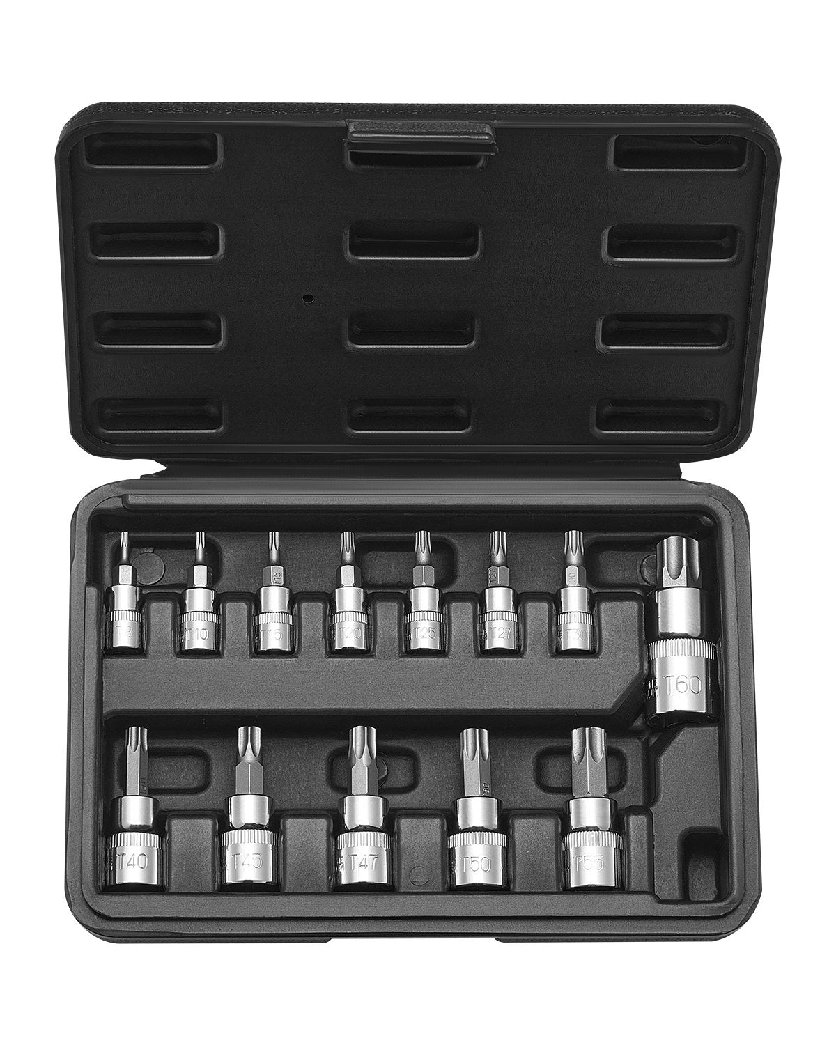 Torx Bit Socket Set 13-Piece Star T8 - T60 Set S2 Alloy Steel and Cr-V Steel