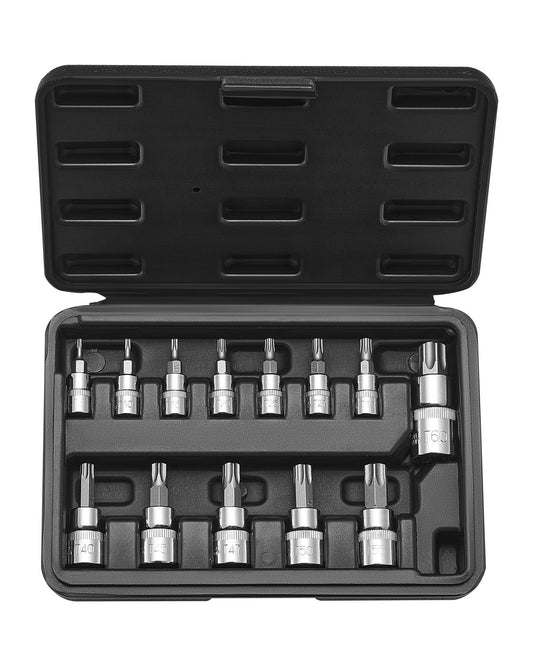 Torx Bit Socket Set 13-Piece Star T8 - T60 Set S2 Alloy Steel and Cr-V Steel