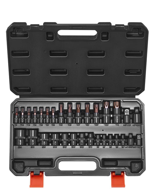 Torx Bit Socket and External Torx Socket Set 31-Piece T8-T70 and E4-E24 Steel