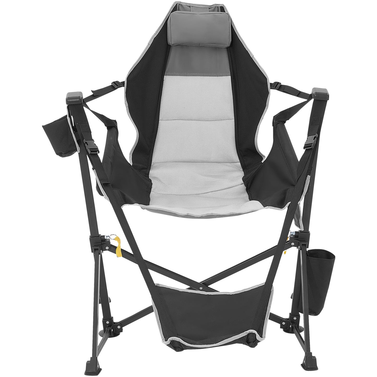 Reclining Camping Chair, 136 kg Load Camping Hammock Chair, Rocking Lounge Folding Chair with Footrest, Storage Bag, Headrest & Adjustable Backrest, for Camping and Other Outdoor Activities