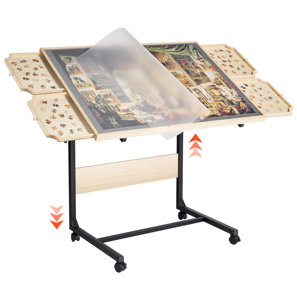VEVOR 1500 Piece Puzzle Board with Leg Adjustable Portable Wooden Jigsaw 86x63cm