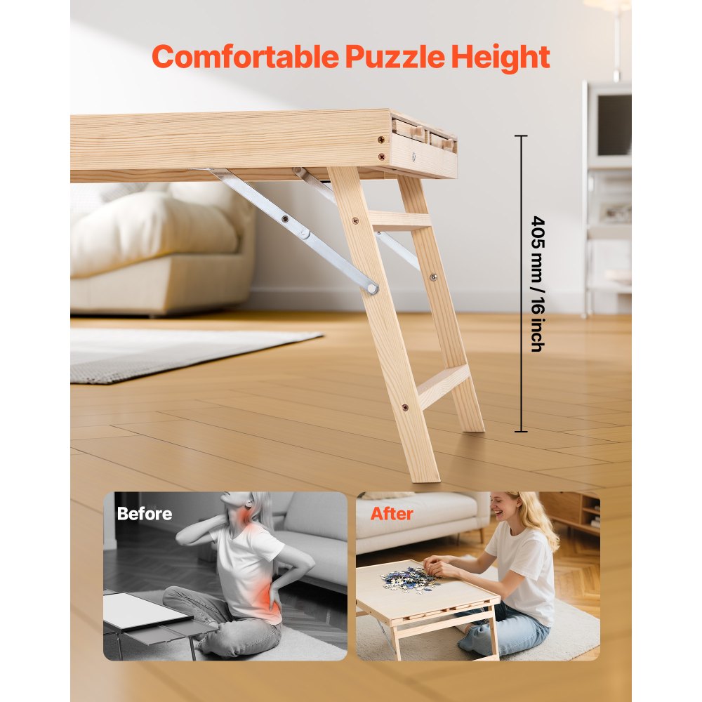 VEVOR 1500 Piece Puzzle Board with Folding Leg Portable Wooden Jigsaw 86x63cm