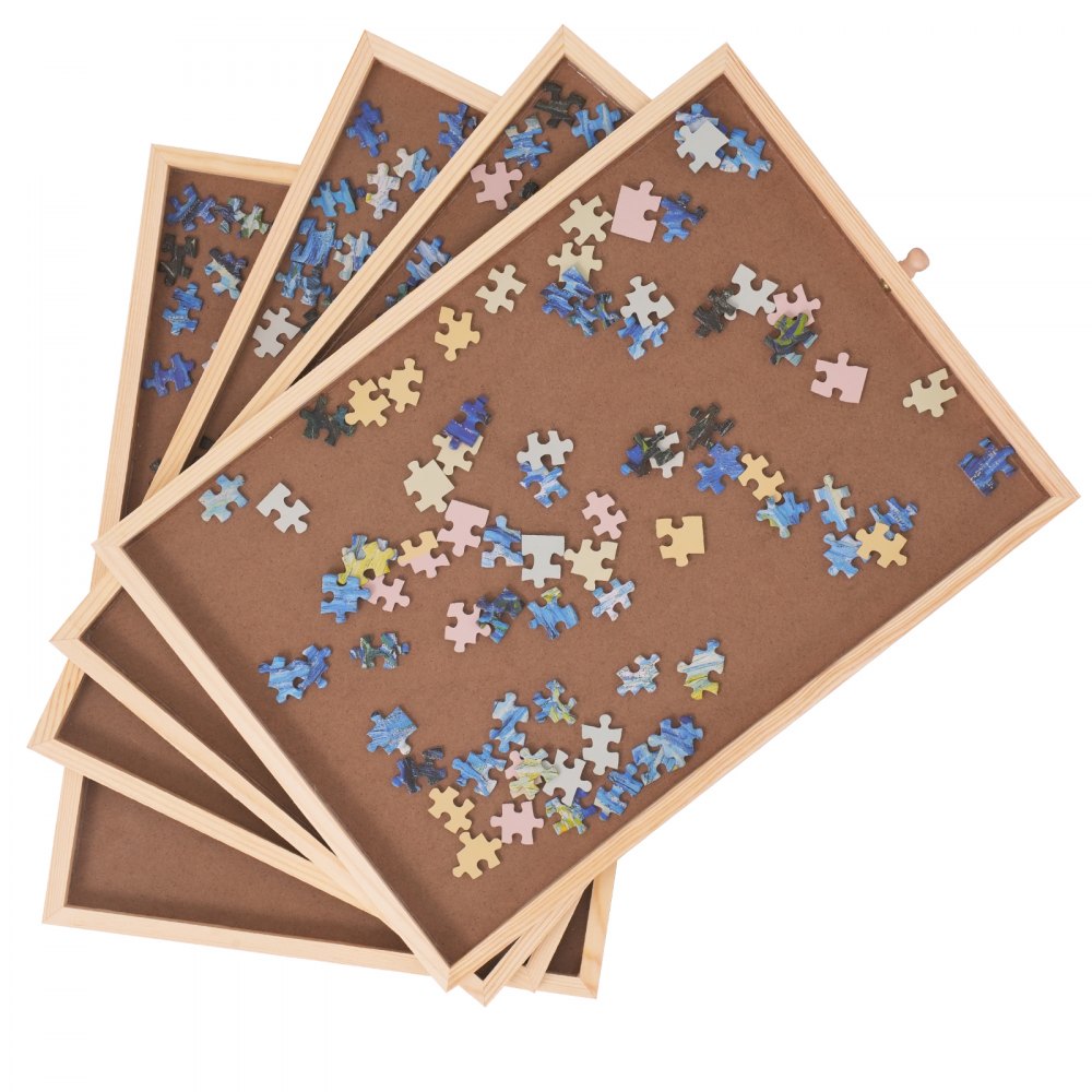 1500 Piece Puzzle Table with Folding Legs, 4 Drawers and Cover, Wooden Jigsaw Puzzle Plateau, Adjustable 3-Tilting-Angle