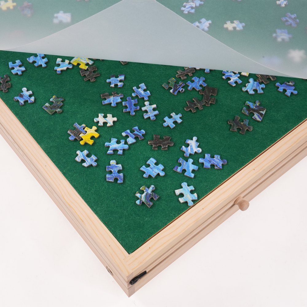1500 Piece Puzzle Table with Folding Legs, 4 Drawers and Cover, Wooden Jigsaw Puzzle Plateau, Adjustable 3-Tilting-Angle