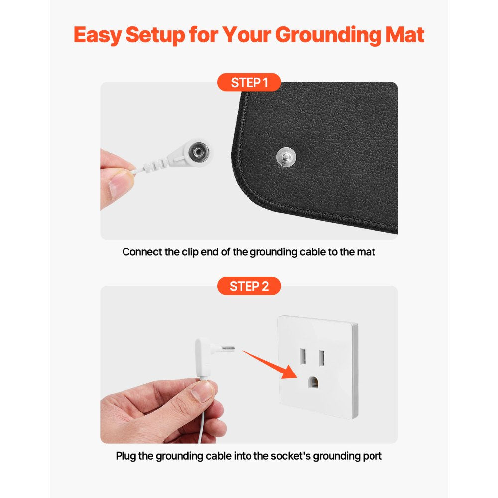 Grounding Mat 600 x 400 mm Earthing Mat 2 Pcs with Cord for Sleep Energy