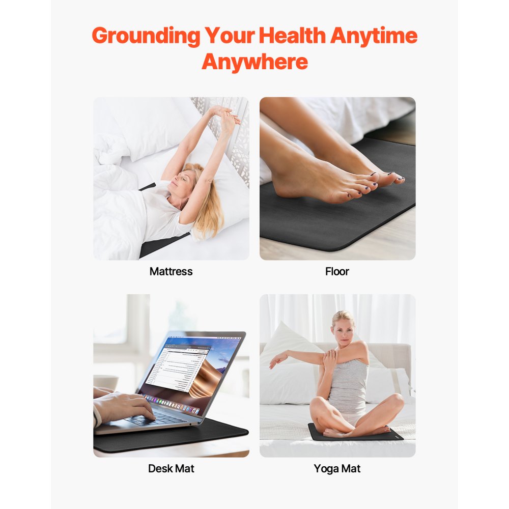 Grounding Mat 600 x 400 mm Earthing Mat 2 Pcs with Cord for Sleep Energy