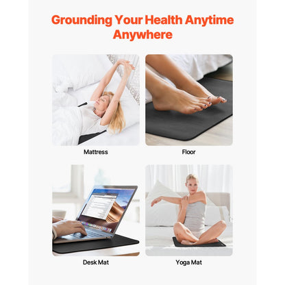 Grounding Mat 600 x 400 mm Earthing Mat 2 Pcs with Cord for Sleep Energy