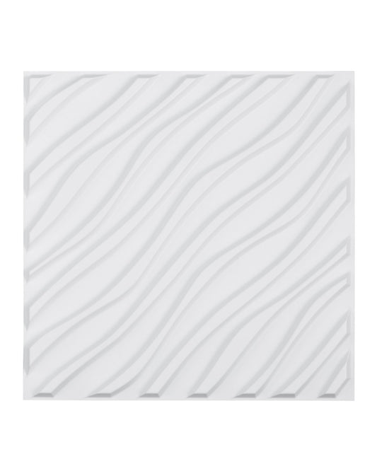 VEVOR 3D Wall Panels 12-Pack 50 x 50 cm PVC 2.97 m² Coverage Wave Matte White