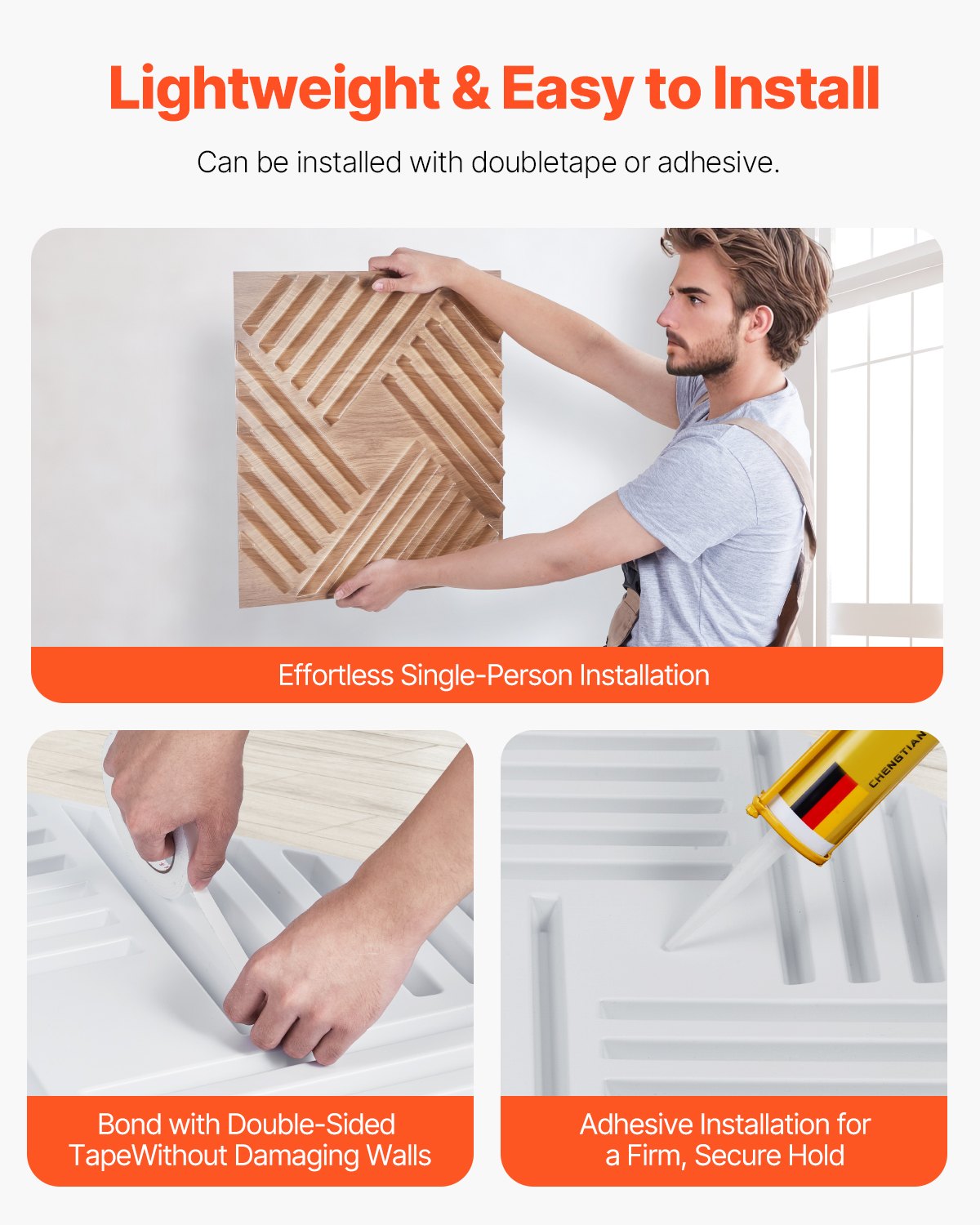 VEVOR 3D Slat Wall Panels 12-Pack 50x50cm PVC 2.97 m² Coverage Light Wood Color