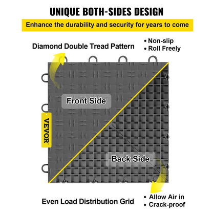 Graphite Grey Interlocking Garage Floor Tiles, 25 Pack, 30.5 x 30.5 cm, 25 Ton Capacity