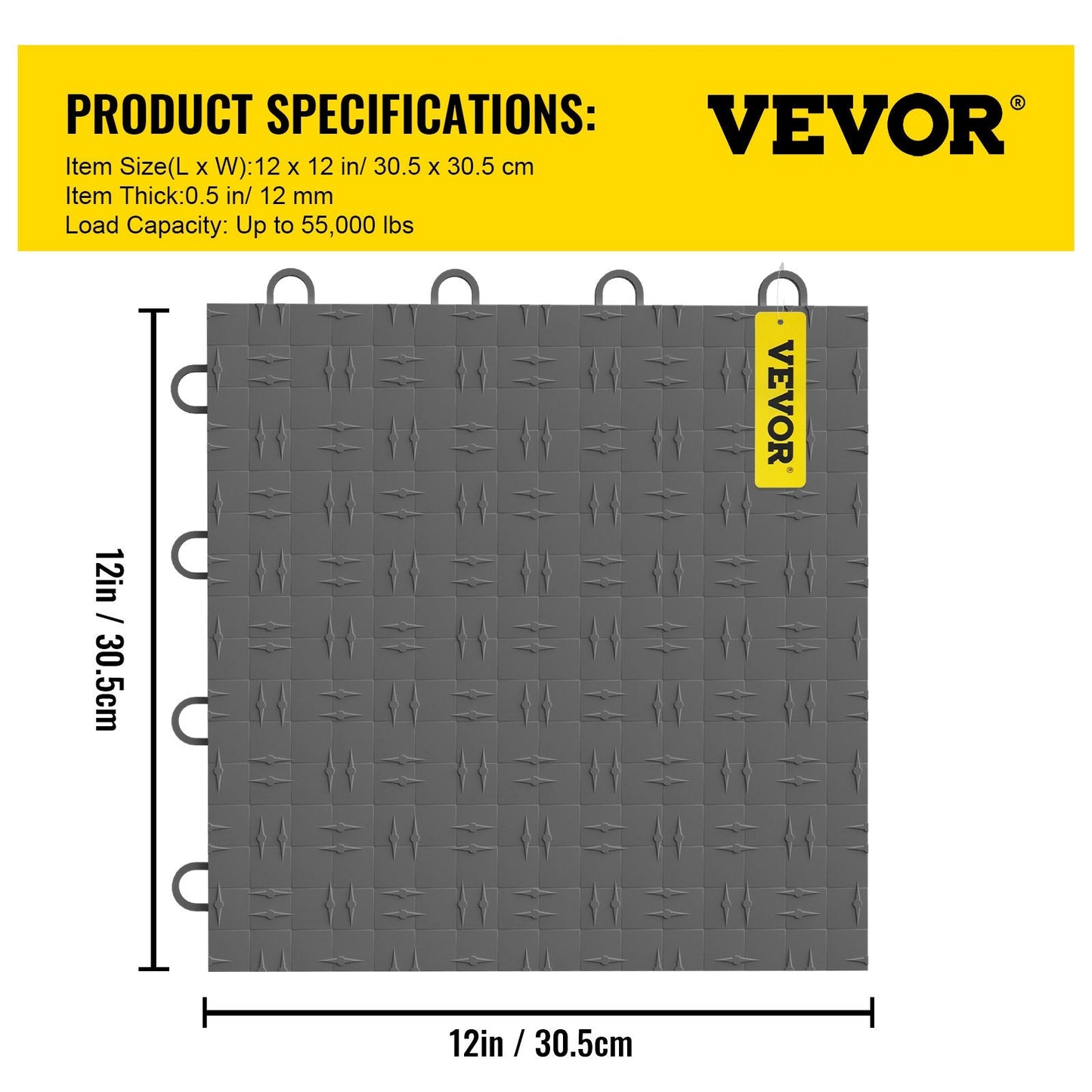 Graphite Grey Interlocking Garage Floor Tiles, 25 Pack, 30.5 x 30.5 cm, 25 Ton Capacity