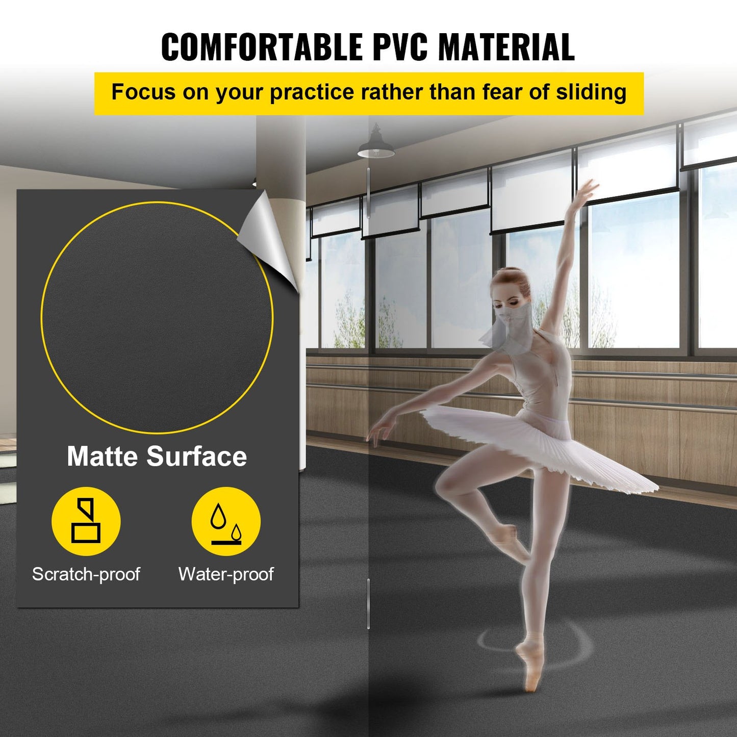 Dance Kit Floor Dance Floor Roll 2 x 3.6 m Non-Slide PVC for Ballet Style