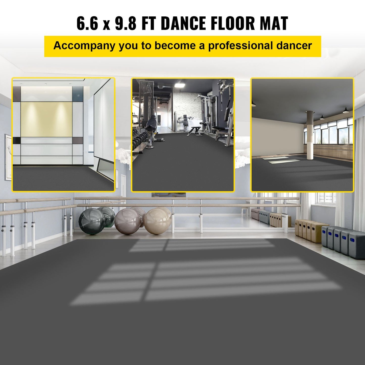 VEVOR DanceKit Floor Dance Floor Roll 2x 3 mNon-Slide PVC for Ballet Style
