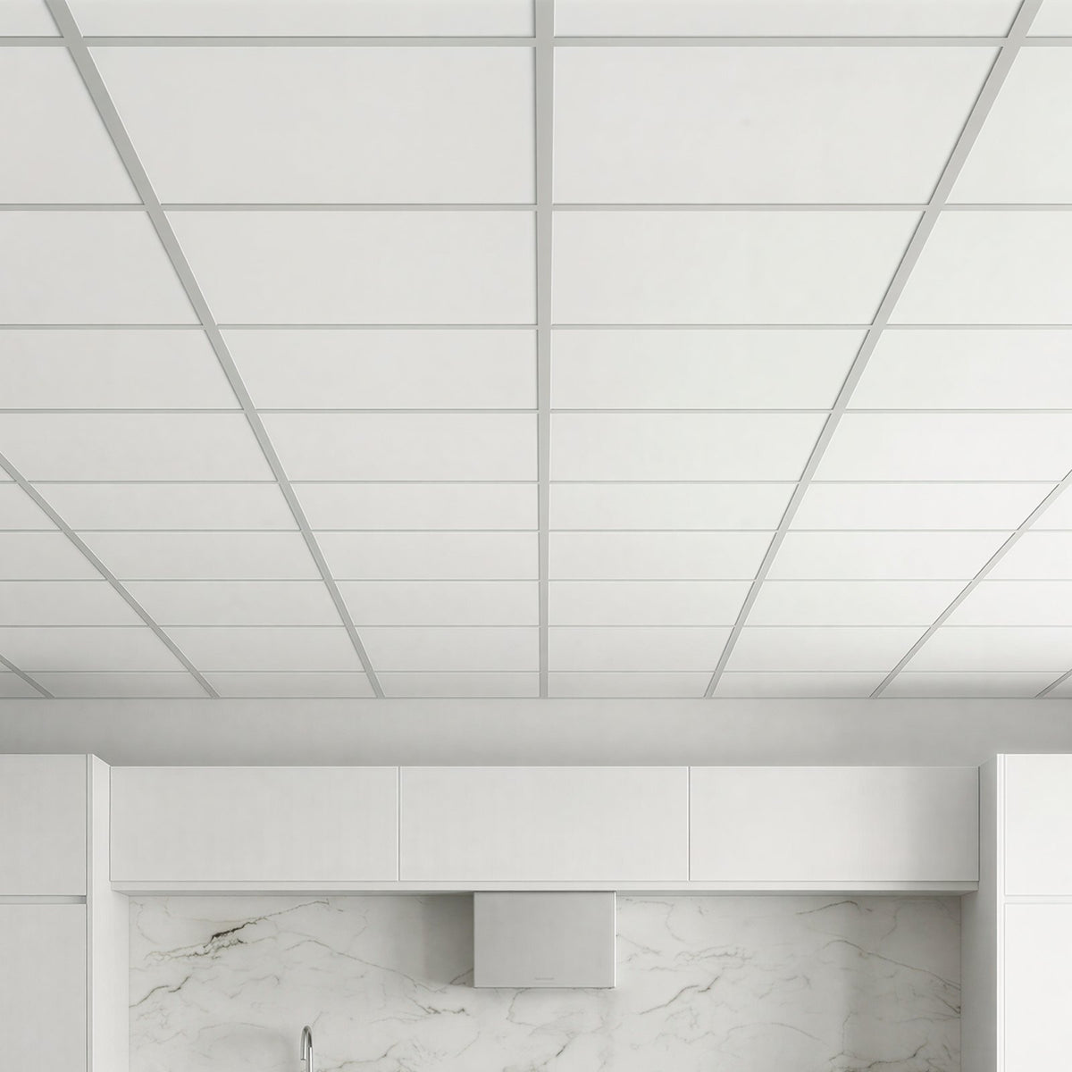 605x605mm PVC Ceiling Tiles 12-Pack Drop Ceiling Panels White, PVC Foam Board, Grid Fit, Water-Resistant, Flexible Cut, Easy to Clean, Modern Decorative for Home,Office,Kitchen,Living Room