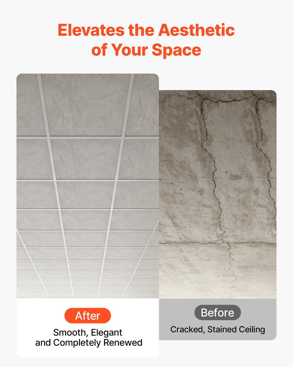 605x605mm PVC Ceiling Tiles 12-Pack Drop Ceiling Panels White Marble, PVC Foam Board, Grid Fit, Water-Resistant, Flexible Cut, Easy to Clean, Modern Decorative Finish for Home, Office Areas