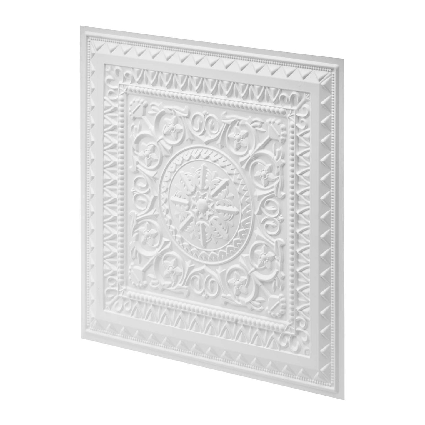 605x605mm PVC Ceiling Tiles 12-Pack White 3D Geometric Panels, Smooth PVC Sheet for Drop Grid, Impact-Resistant, Paintable Surface, Easy Cut, Modern Decorative Style for Home, Office