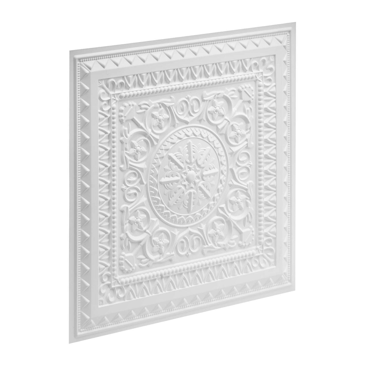 605x605mm PVC Ceiling Tiles 12-Pack White 3D Geometric Panels, Smooth PVC Sheet for Drop Grid, Impact-Resistant, Paintable Surface, Easy Cut, Modern Decorative Style for Home, Office