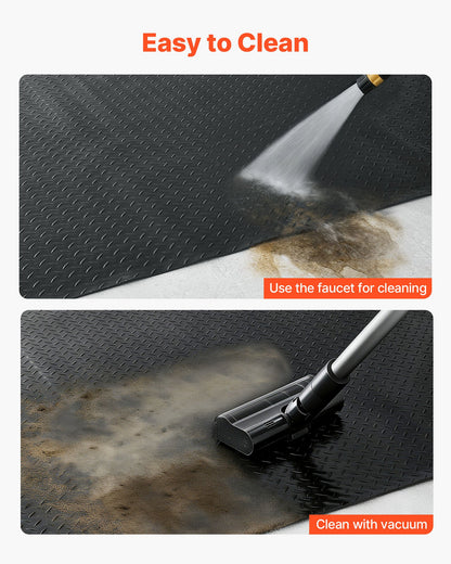 Garage Floor Roll, 1.2 x 3.05 m Garage Flooring Mat, 2.2 mm Thickened PVC Diamond Plate Floor Protector Mat with Double-sided Tape, Non-Slip, Easy to Clean for Warehouse, Gyms, Trailer, Black