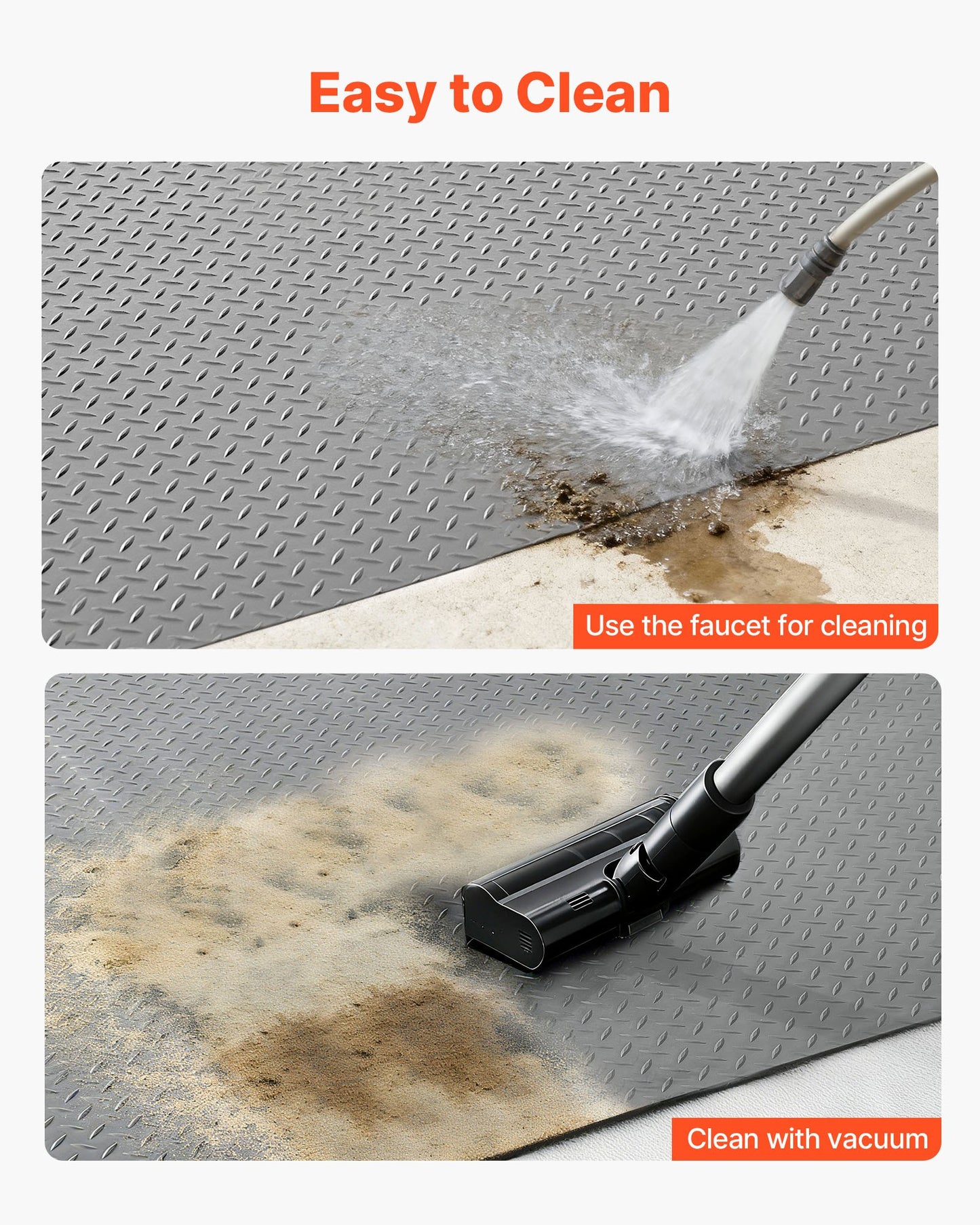 Garage Floor Roll, 2.28 x 6.1 m Garage Flooring Mat, 2.2 mm Thickened PVC Diamond Plate Floor Protector Mat with Double-sided Tape, Non-Slip, Easy to Clean for Warehouse, Gyms, Silver Gray