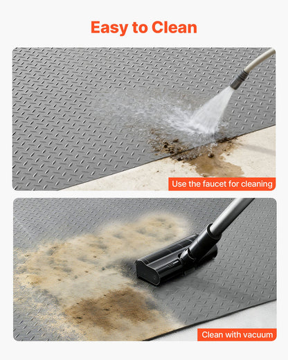Garage Floor Roll, 2.28 x 6.1 m Garage Flooring Mat, 2.2 mm Thickened PVC Diamond Plate Floor Protector Mat with Double-sided Tape, Non-Slip, Easy to Clean for Warehouse, Gyms, Silver Gray