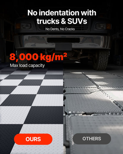 Garage Floor Tiles Interlocking, 16 Pack 513 x 513 x 5 mm Interlocking Modular Garage Flooring Tiles, Diamond Plate Slip-Resistant PVC Mats for Workshop,Warehouse,Tool Room, Light Gray