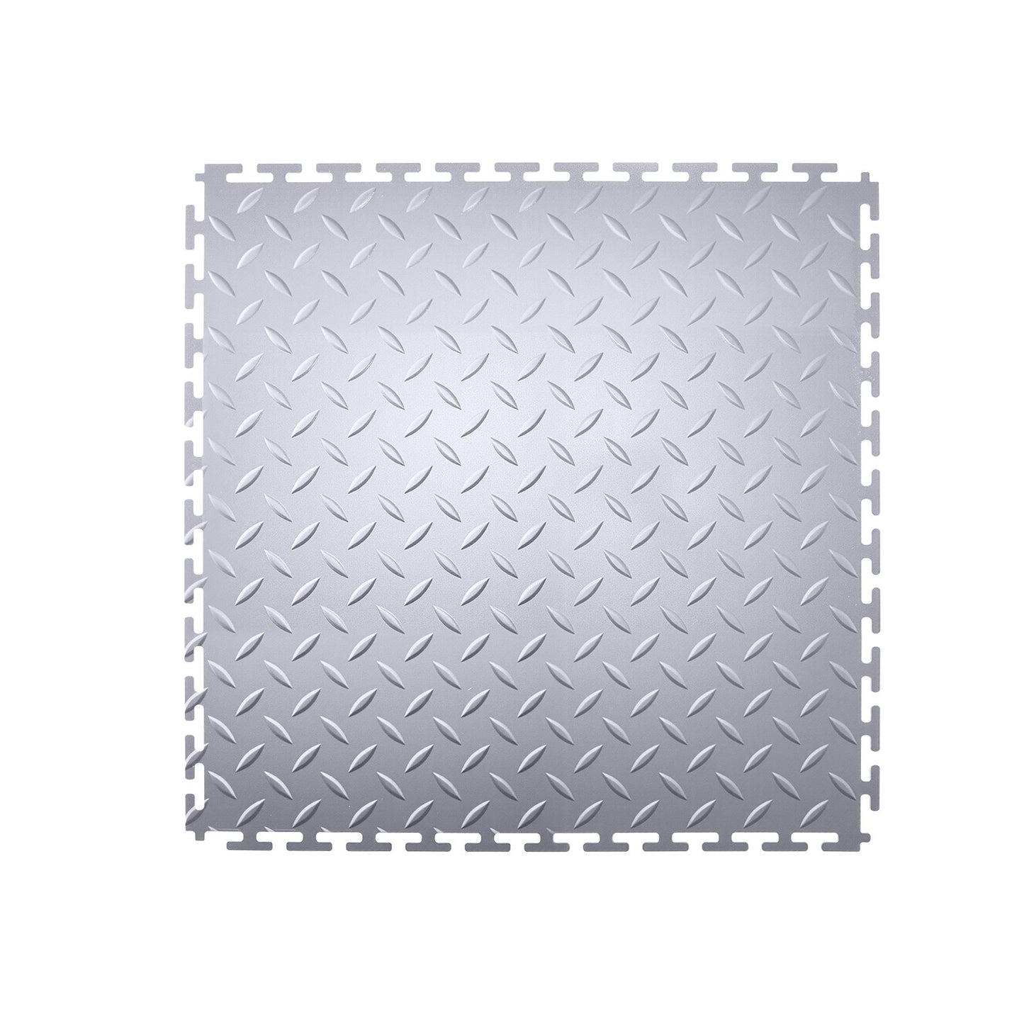 Garage Floor Tiles Interlocking, 16 Pack 513 x 513 x 5 mm Interlocking Modular Garage Flooring Tiles, Diamond Plate Slip-Resistant PVC Mats for Workshop,Warehouse,Tool Room, Light Gray