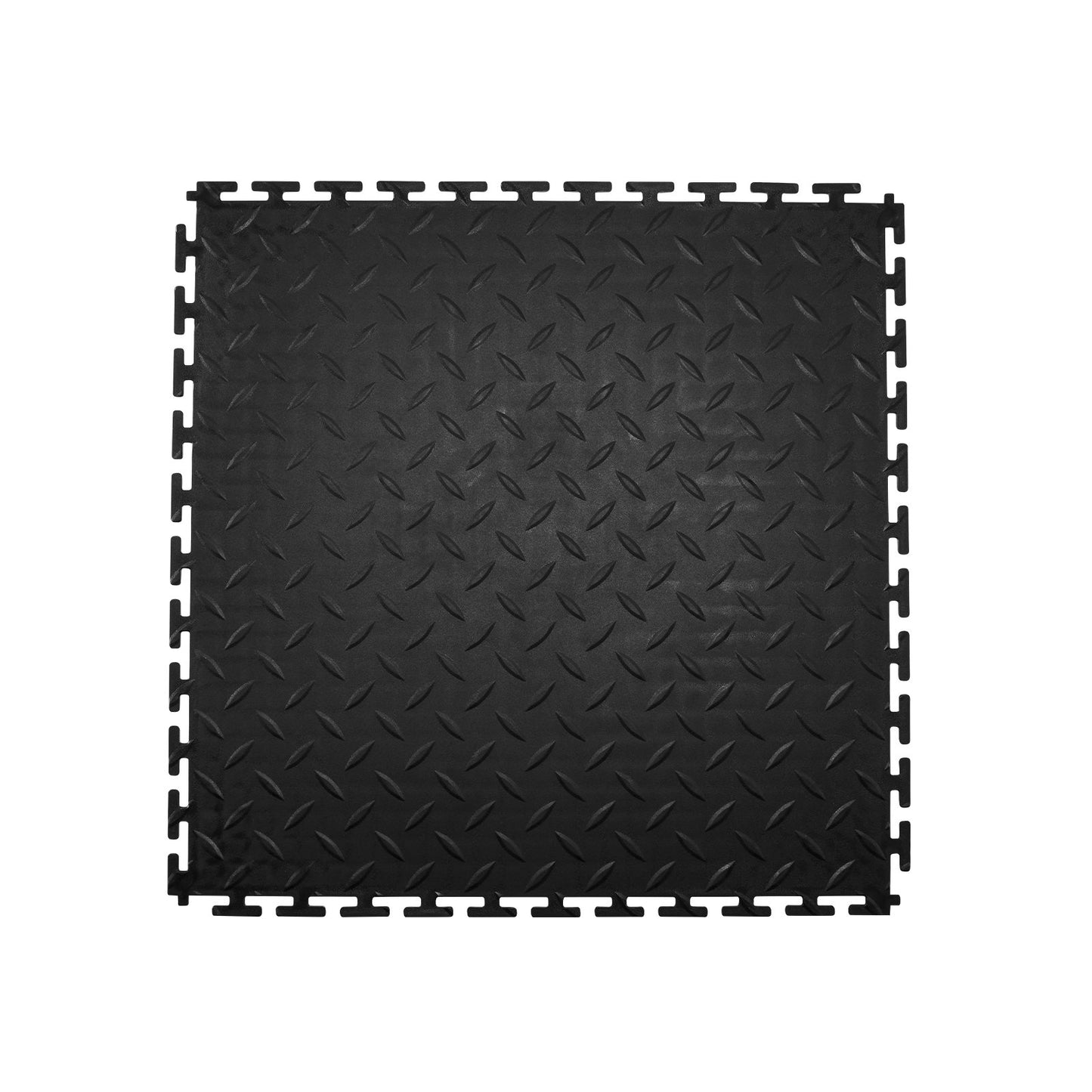 Garage Floor Tiles Interlocking, 16 Pack 513 x 513 x 5 mm Interlocking Modular Garage Flooring Tiles, Diamond Plate Slip-Resistant PVC Mats for Workshop,Warehouse,Tool Room, Black