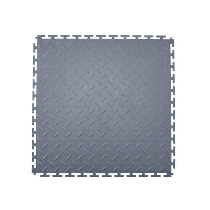 Garage Floor Tiles Interlocking, 8 Pack 513 x 513 x 5 mm Interlocking Modular Garage Flooring Tiles, Diamond Plate Slip-Resistant PVC Mats for Workshop,Warehouse,Tool Room, Graphite Gray