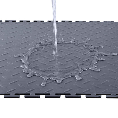 Garage Floor Tiles Interlocking, 8 Pack 513 x 513 x 5 mm Interlocking Modular Garage Flooring Tiles, Diamond Plate Slip-Resistant PVC Mats for Workshop,Warehouse,Tool Room, Graphite Gray