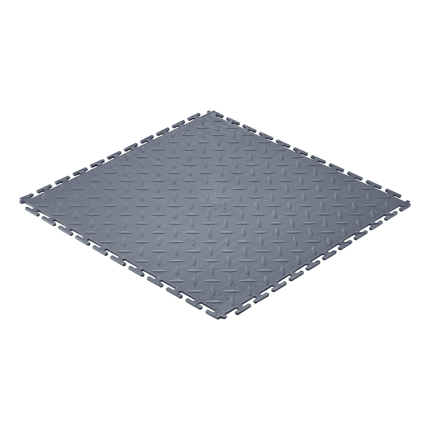 Garage Floor Tiles Interlocking, 8 Pack 513 x 513 x 5 mm Interlocking Modular Garage Flooring Tiles, Diamond Plate Slip-Resistant PVC Mats for Workshop,Warehouse,Tool Room, Graphite Gray
