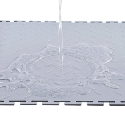Garage Floor Tiles Interlocking, 8 Pack 513 x 513 x 5 mm Interlocking Modular Garage Flooring Tiles, Diamond Plate Slip-Resistant PVC Mats for Workshop,Warehouse,Tool Room, Silver