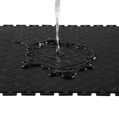 Garage Floor Tiles Interlocking, 8 Pack 513 x 513 x 5 mm Interlocking Modular Garage Flooring Tiles, Diamond Plate Slip-Resistant PVC Mats for Workshop,Warehouse,Tool Room, Black