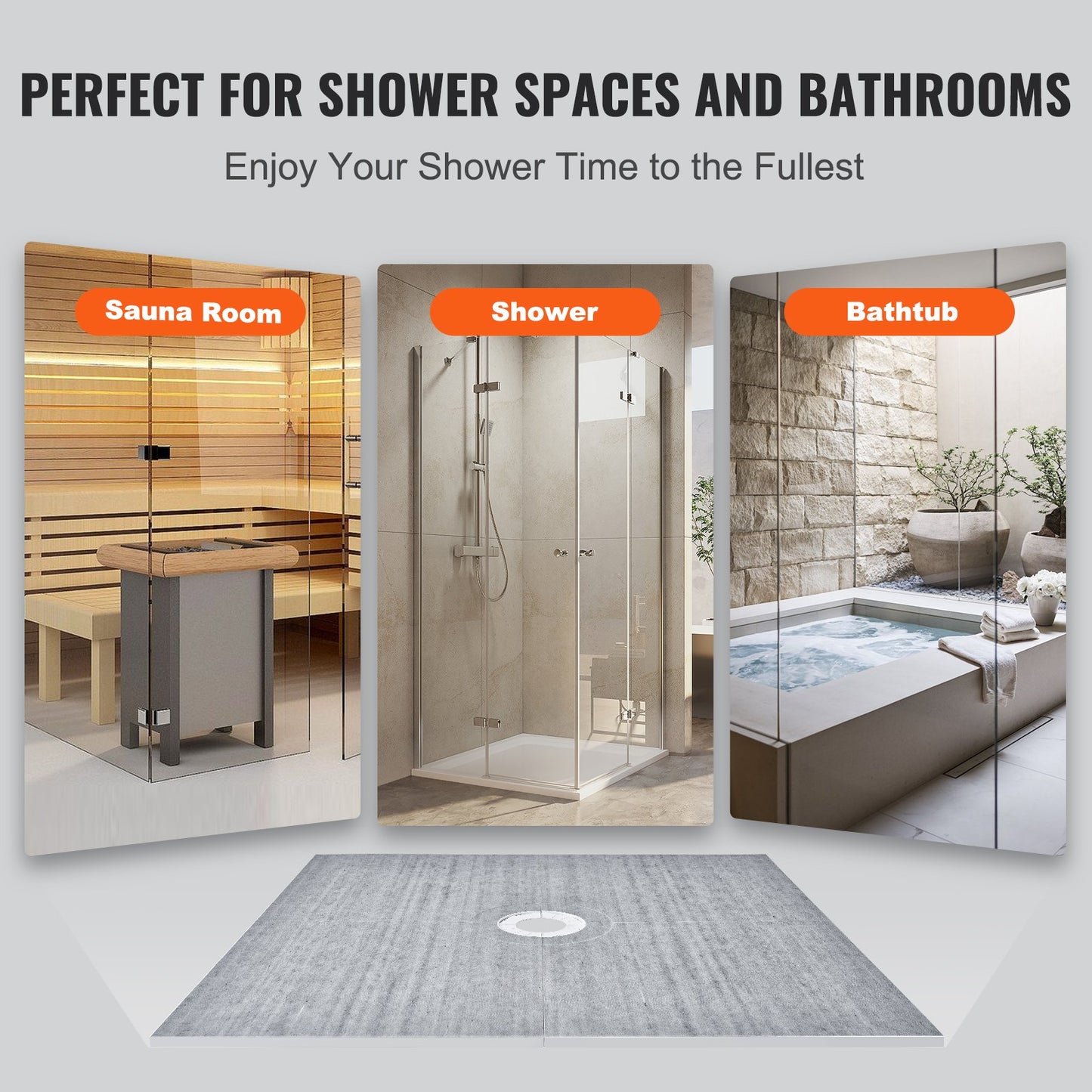 VEVOR Shower Curb Kit, 1828x1828mm Shower Pan Kit with 50.8mm PVC Central Flange,
