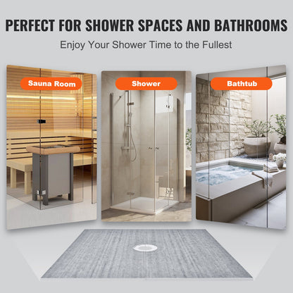 VEVOR Shower Curb Kit, 1828x1828mm Shower Pan Kit with 50.8mm PVC Central Flange,