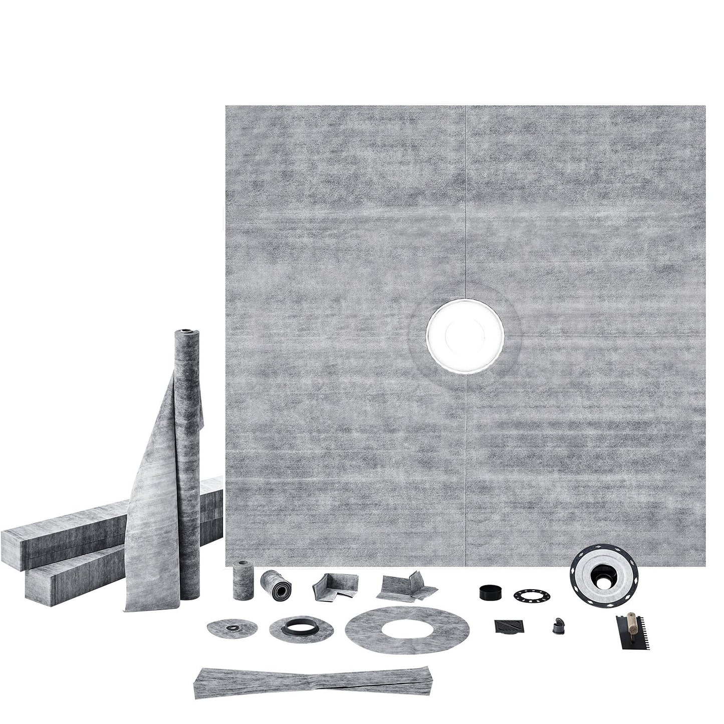 VEVOR Shower Curb Kit, 1828x1828mm Shower Pan Kit with 50.8mm PVC Central Flange,