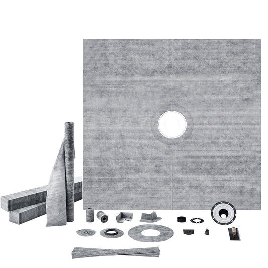 VEVOR Shower Curb Kit, 1828x1828mm Shower Pan Kit with 50.8mm PVC Central Flange,