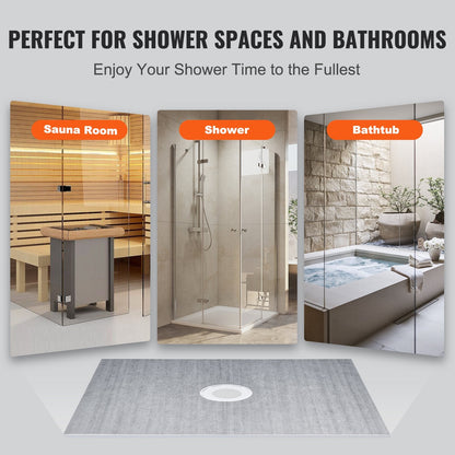 Waterproof Shower Curb Kit with Central Flange and Stainless Steel Grate