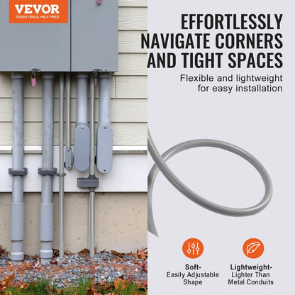 12.7 mm PVC Liquid-Tight Flexible Conduit, 30.5 m, with Connectors, IP65 Rated